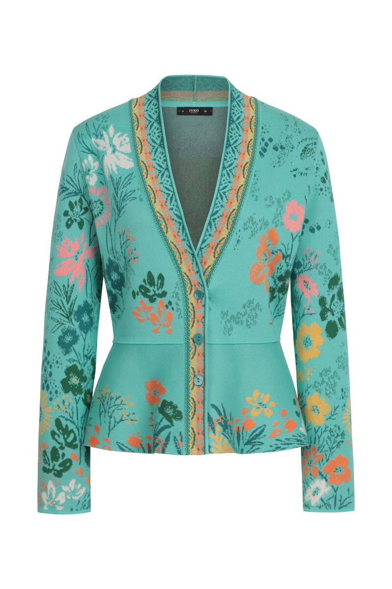 V-Neck Jacket, Floral Pattern