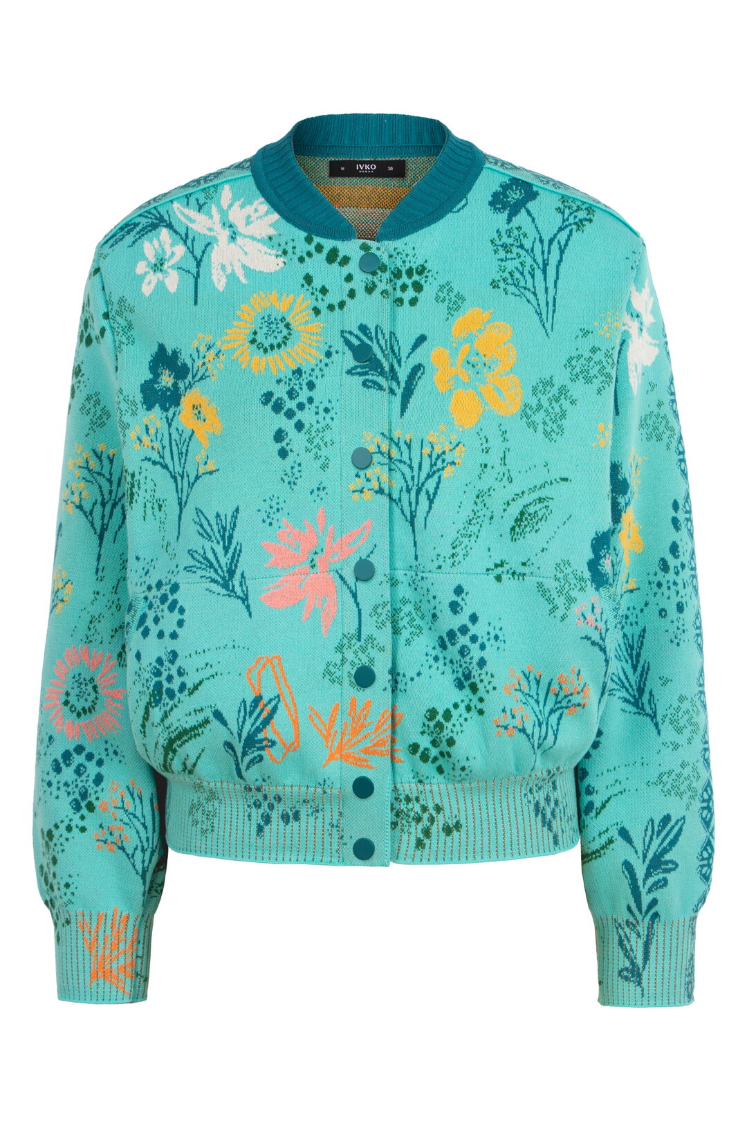 Jacquard-Bomberjacke, Floralmuster