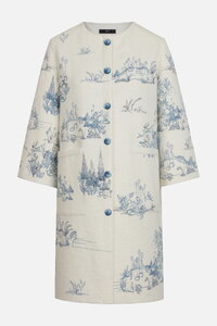 Coatigan with Embroidery, Garden Nostalgic Pattern - ChinaBlue