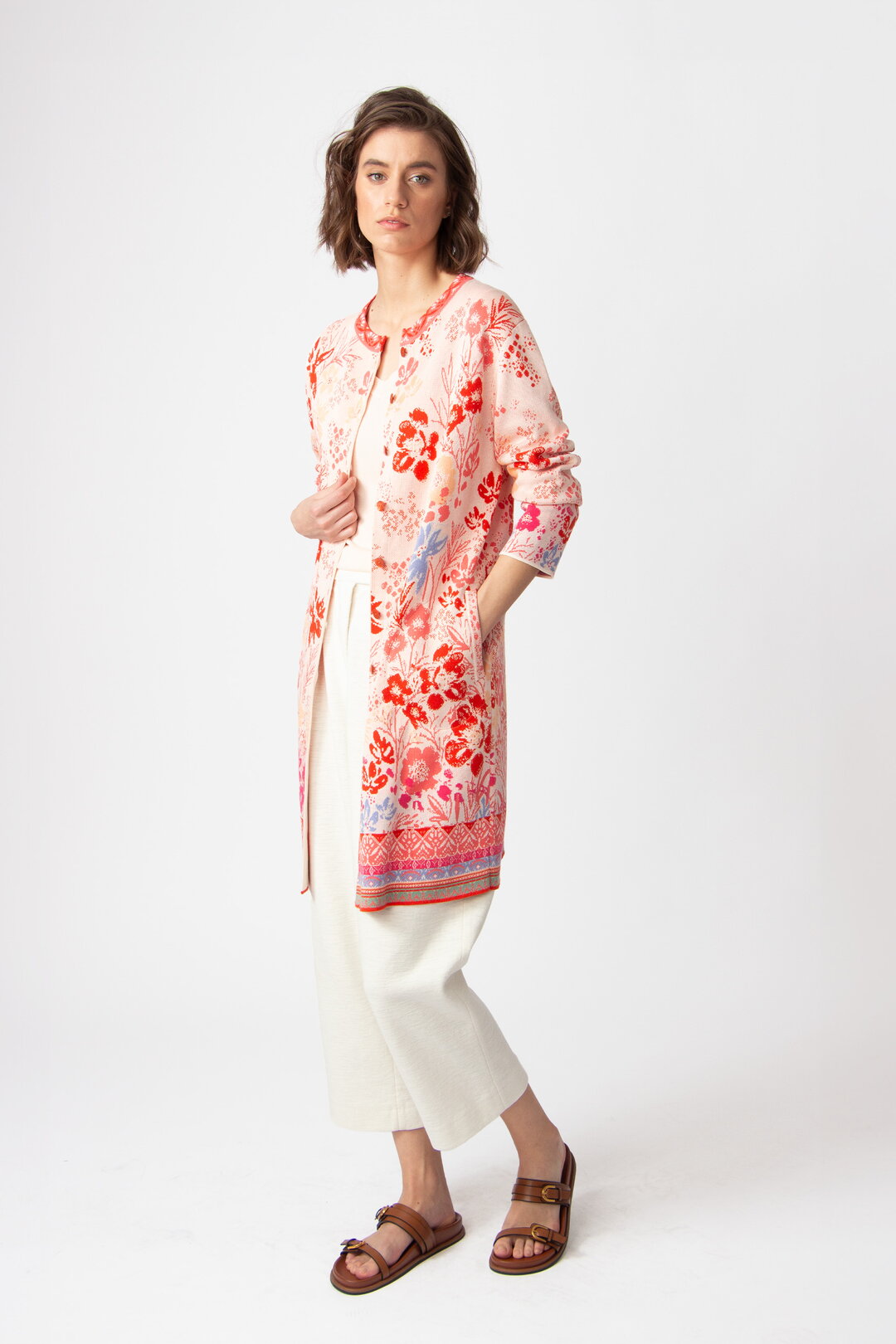Jacquard-Mantel, Floralmuster