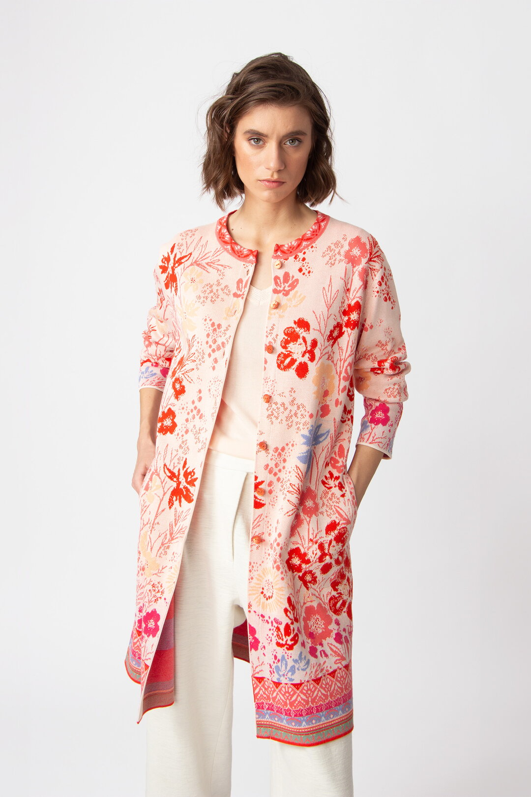Jacquard-Mantel, Floralmuster