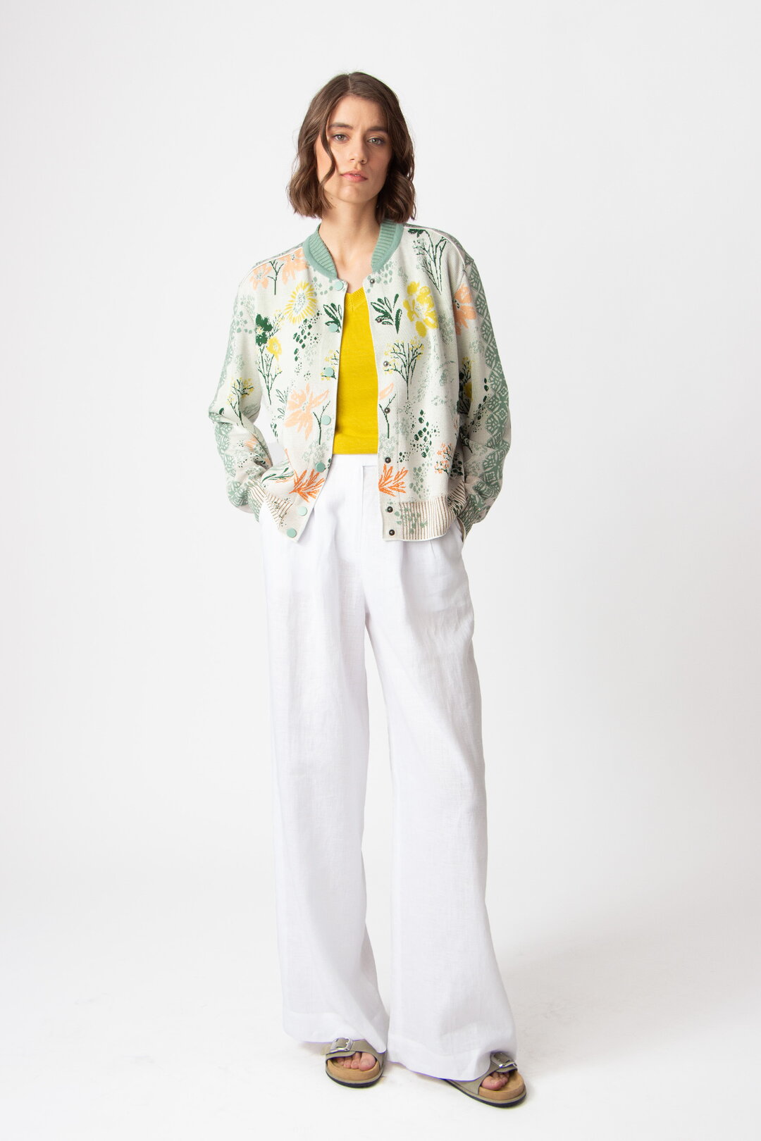 Jacquard Bomber Jacket, Floral Pattern