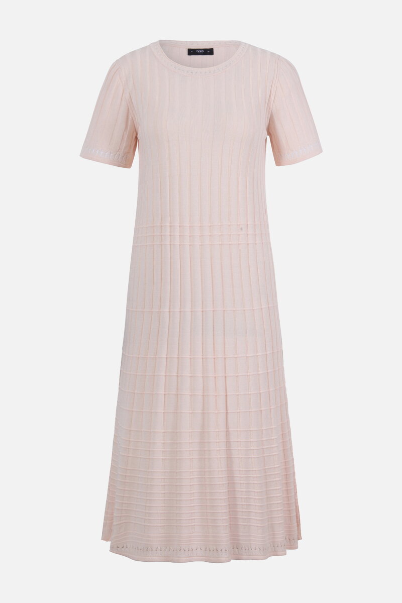 Solid O-Neck Ribbed Dress