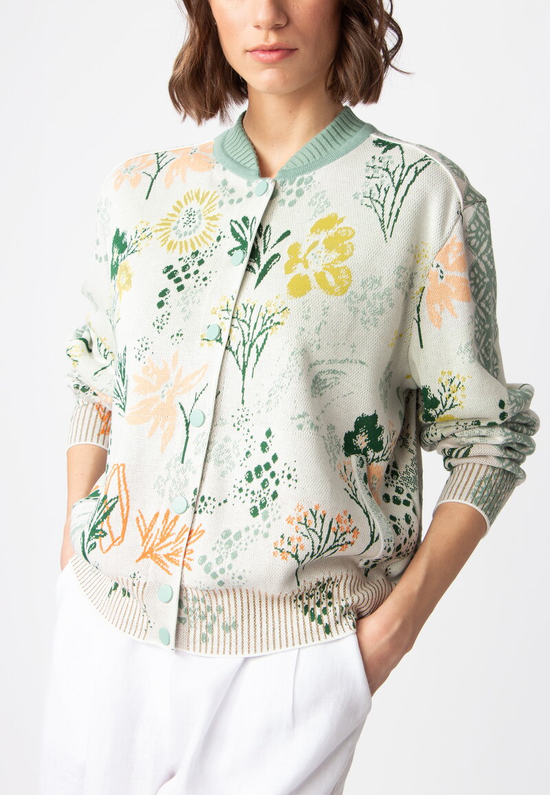 れみ　ACKA flower jacquard jacket IVKO 242612 FLORA Jacquard Jacket in Forest GRN - AlpenStyle