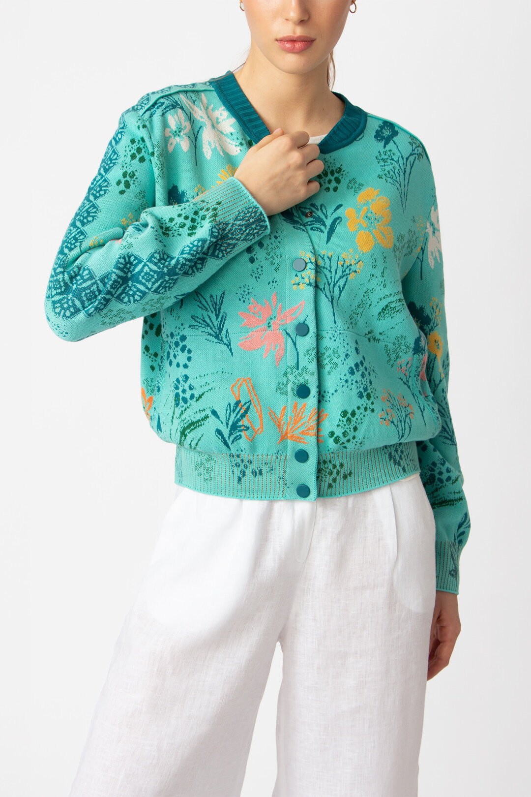 Jacquard Bomber Jacket, Floral Pattern