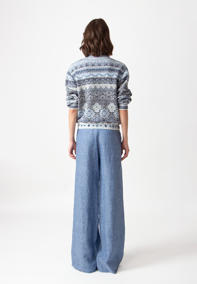 Bomber Jacket, Morocco Pattern - ChinaBlue - Knitted Jackets