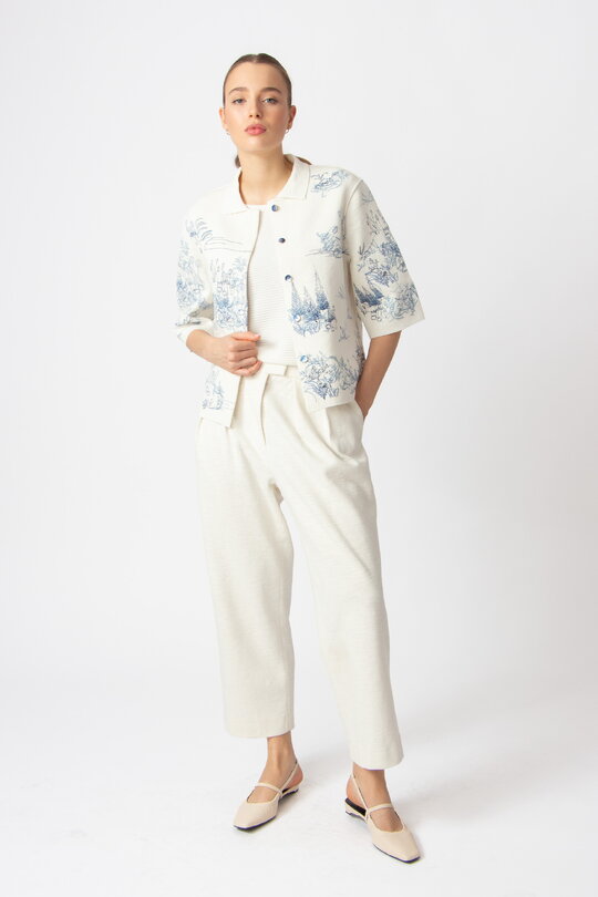 Jacket with Embroidery, Garden Nostalgic Pattern - ChinaBlue