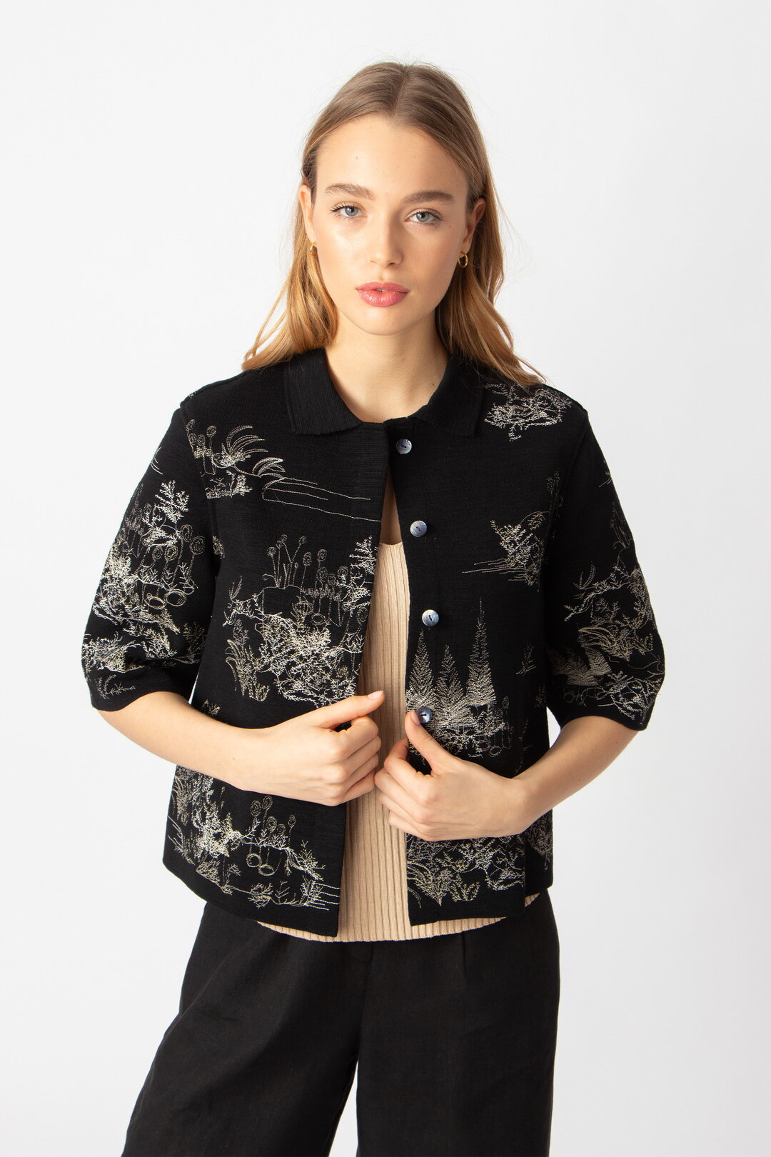 Jacket with Embroidery, Garden Nostalgic Pattern