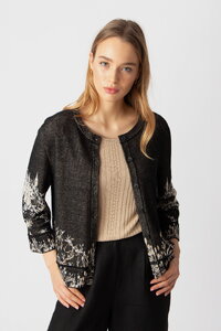 Jacquard Strickjacke, Garten Nostalgie Motiv