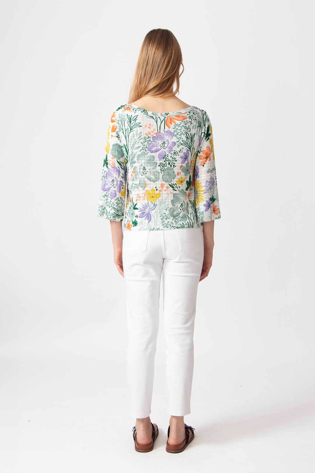 Boat Neck Pullover, Floral Print