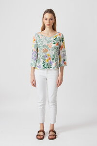 Boat Neck Pullover, Floral Print