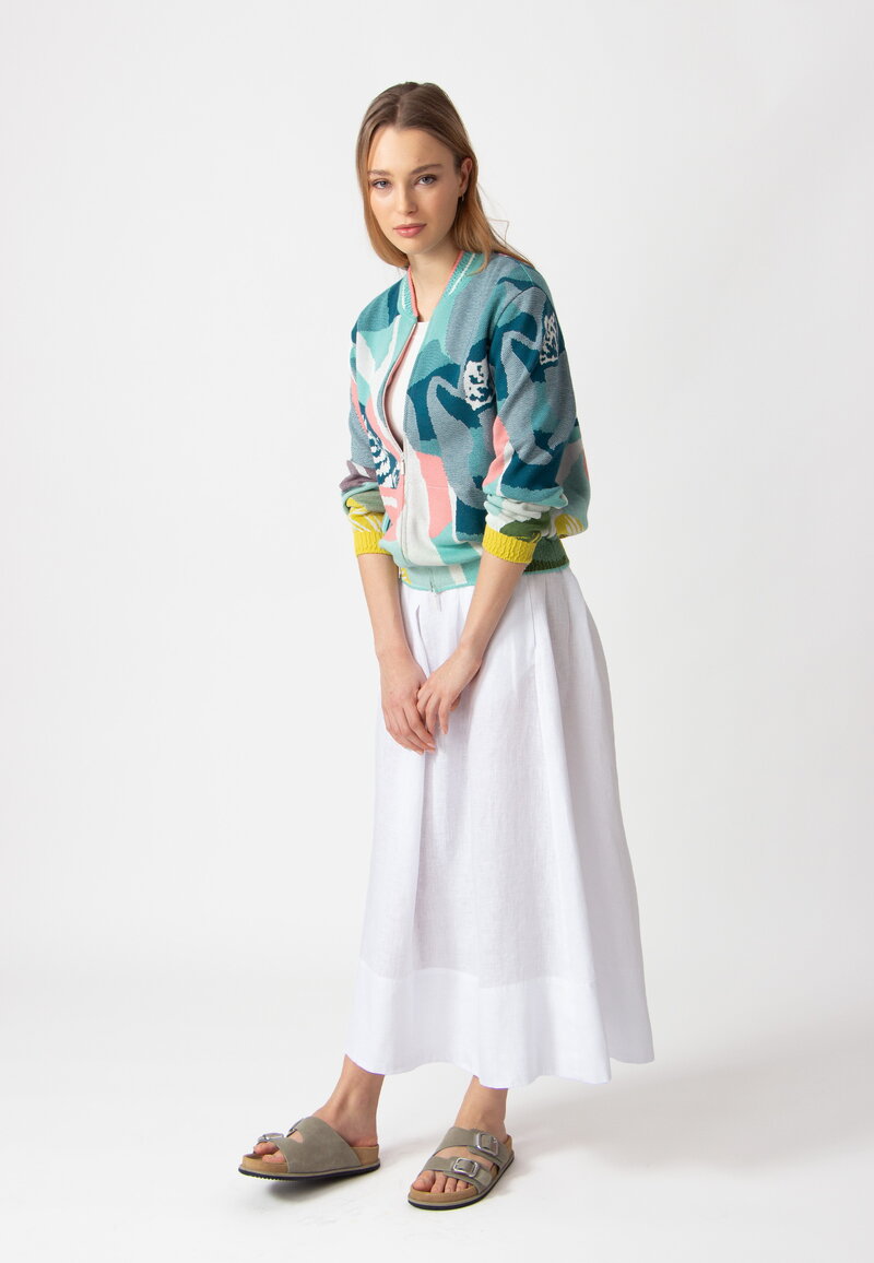 Bomber Jacket, Maximalists Tropics Pattern - Aqua - Knitted