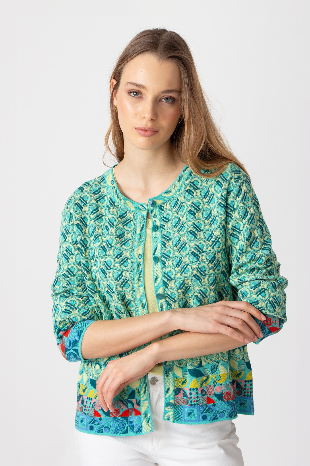 Jacquard-Strickjacke, Mix&Match Muster