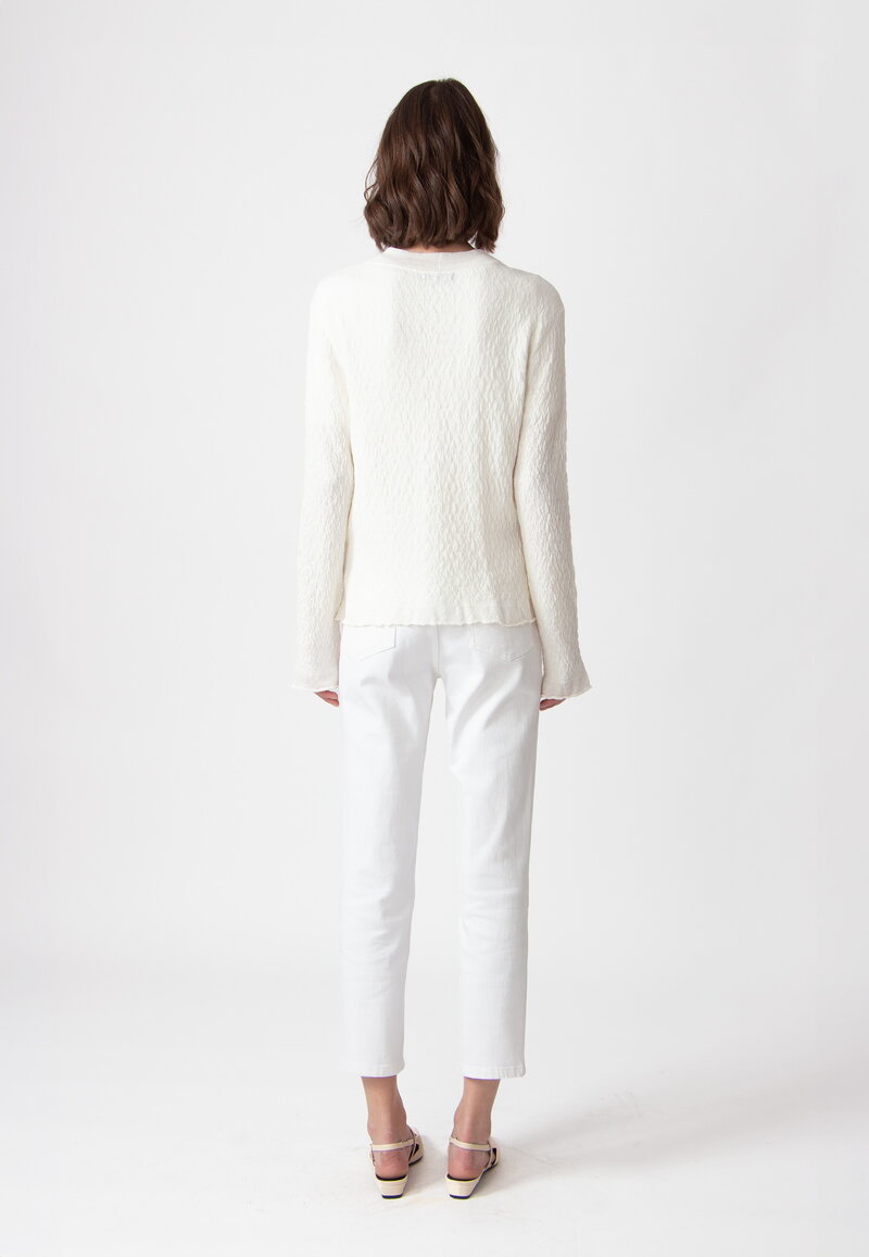 Cardigan V-Neck, Structure Pattern - Off-White - Cardigans