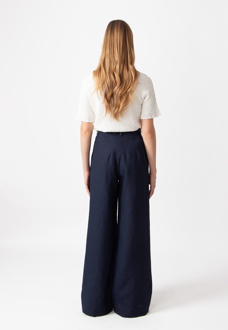 Linen Pants - Navy - Pants - Ivko Woman