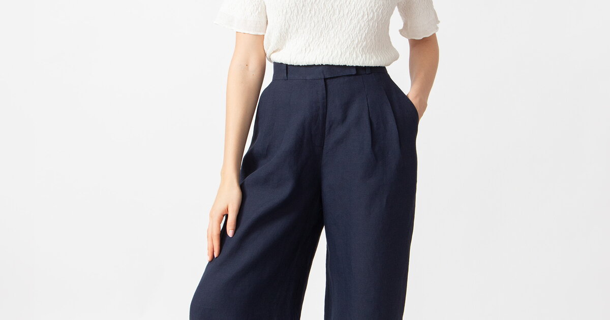 Linen Pants - Navy - Pants - Ivko Woman