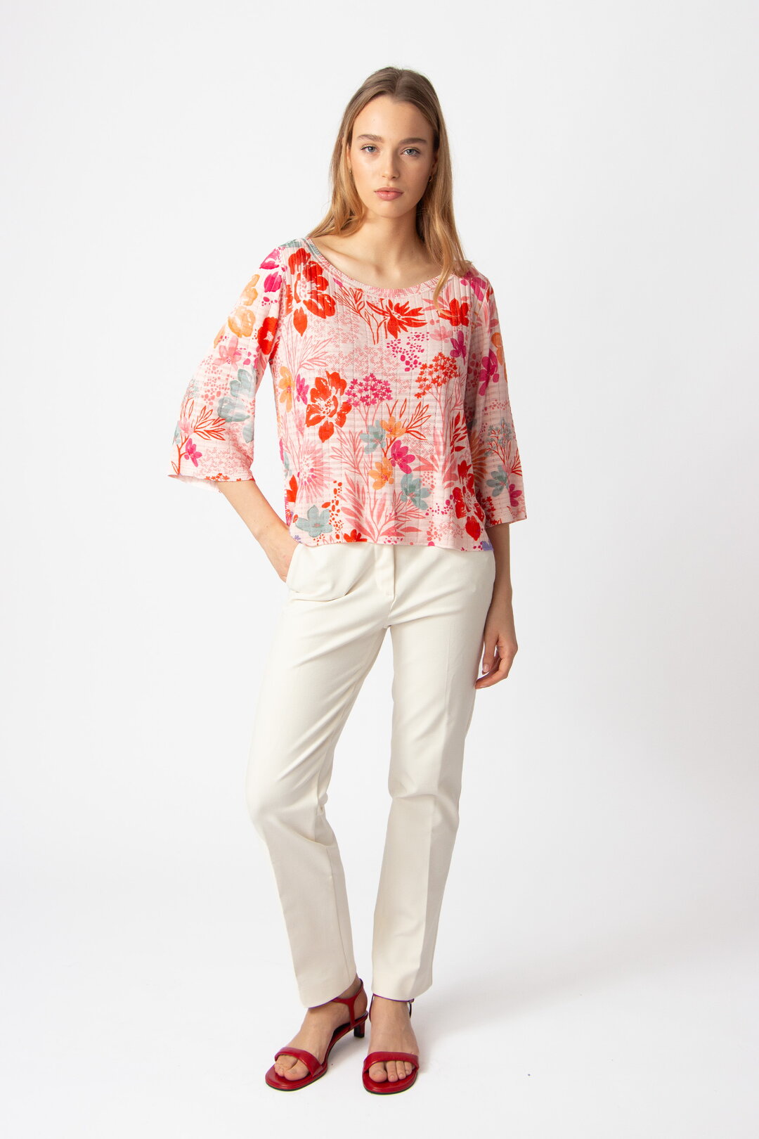 Boat Neck Pullover, Floral Print