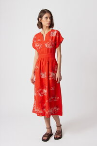 Leinenkleid, Garten Nostalgie Motiv