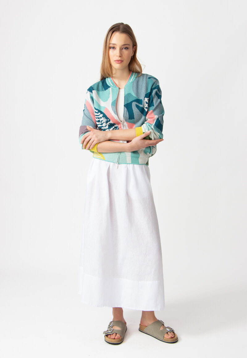 Bomber Jacket, Maximalists Tropics Pattern - Aqua - Knitted