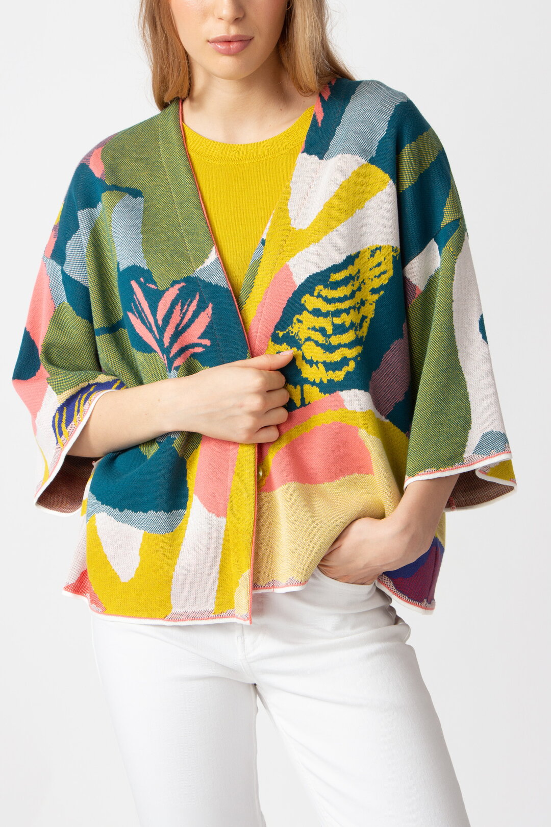 Knitted Cardigan, Maximalist Tropics Pattern