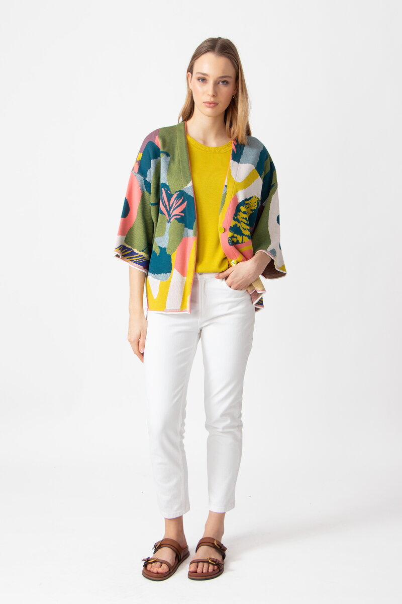 Knitted Cardigan, Maximalist Tropics Pattern