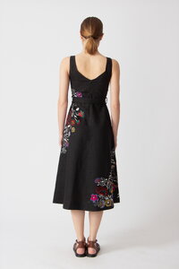 Linen dress with Floral Embroidery