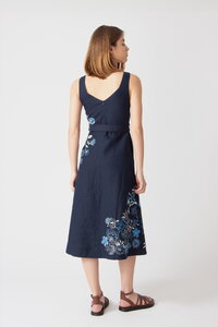 Linen dress with Floral Embroidery