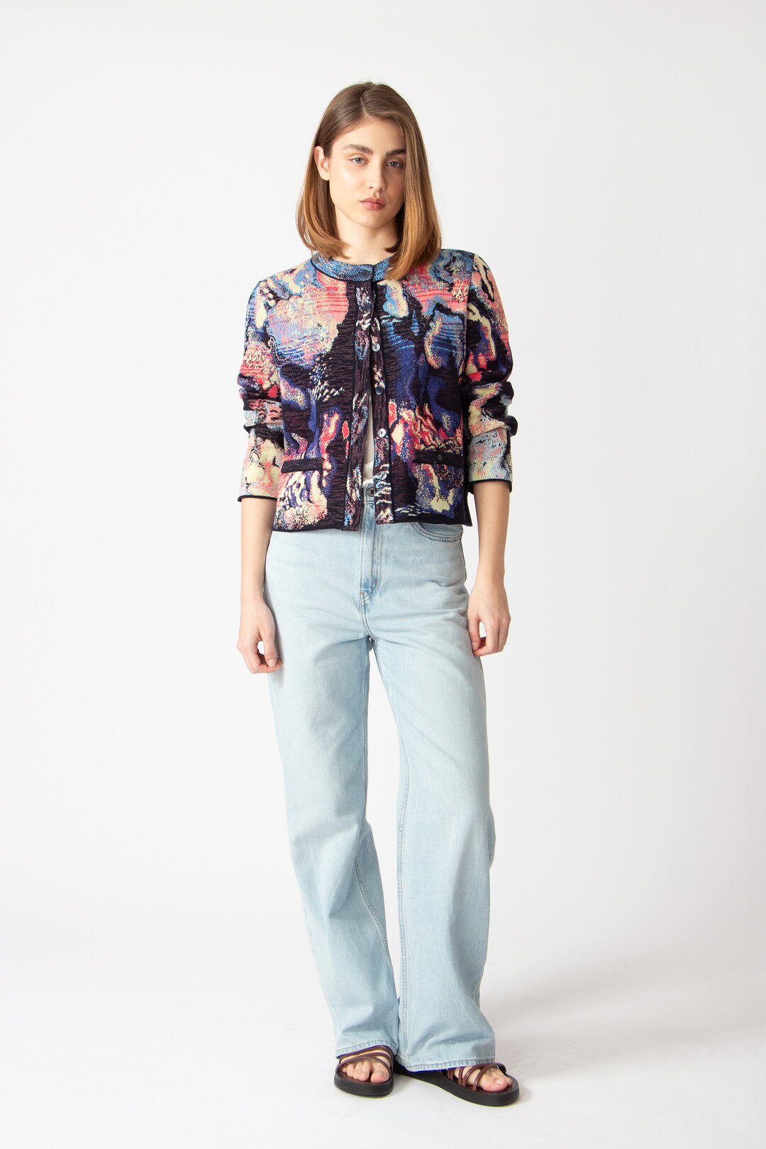 Short Cardigan, Terrain Pattern