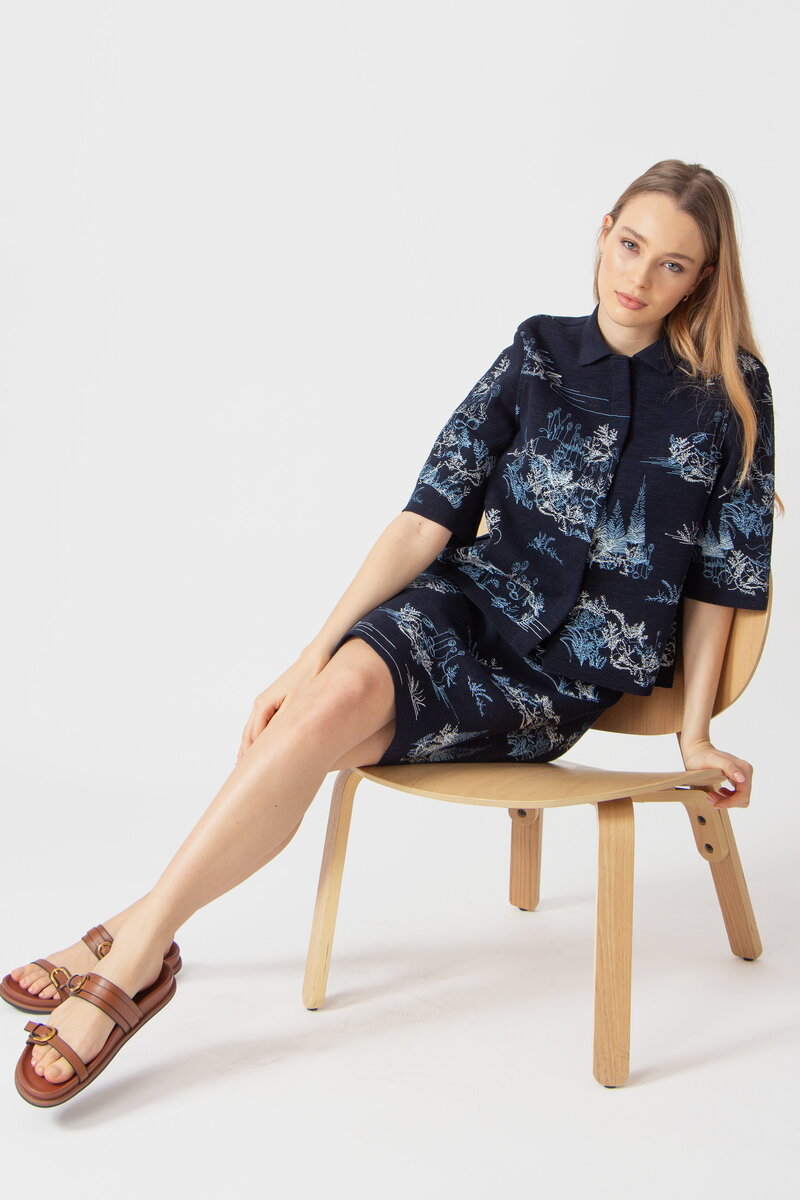 Skirt with Embroidery, Garden Nostalgic Pattern