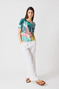 Bedruckter Pullover, Maximalist Tropics Motiv