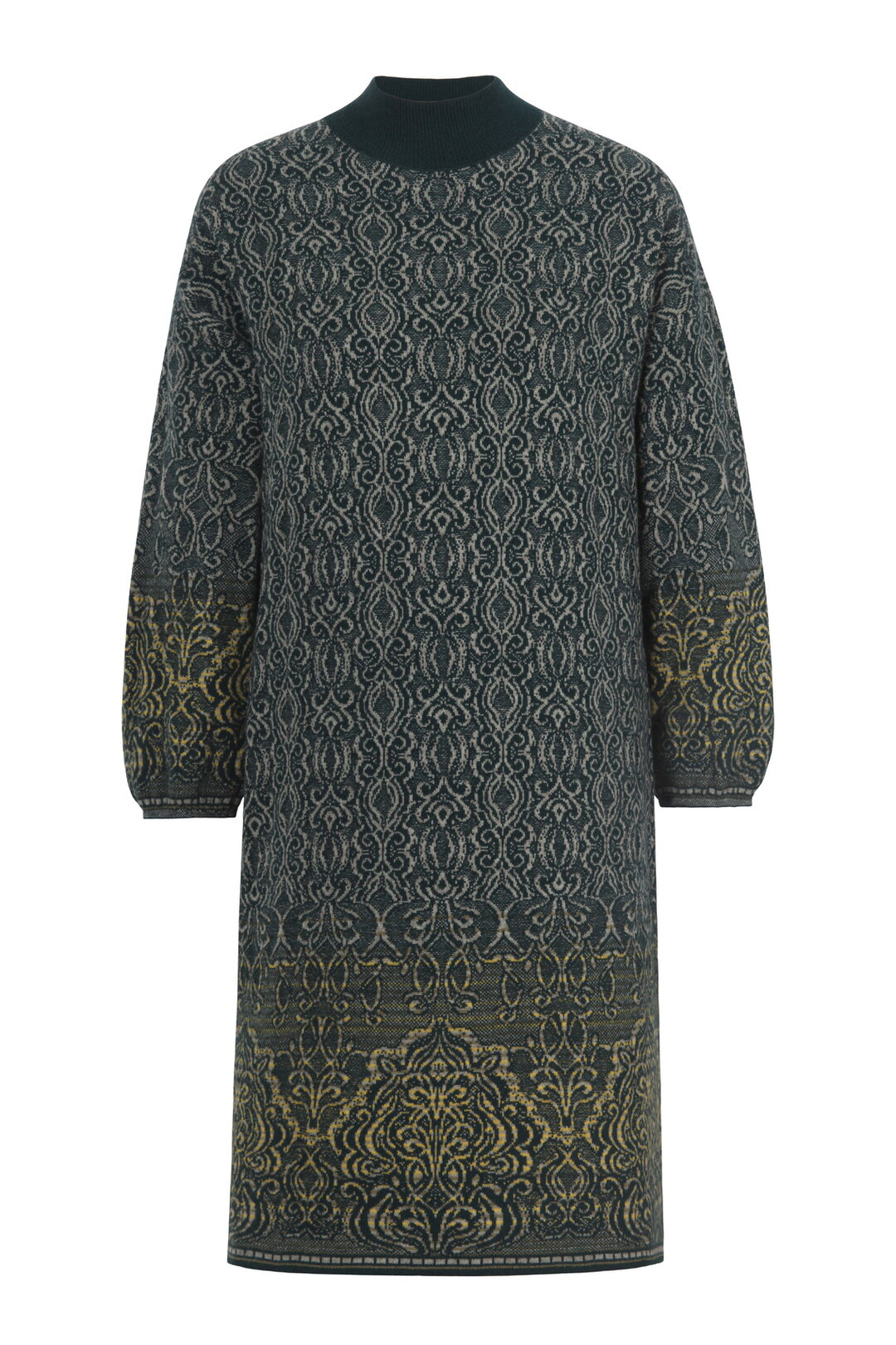 Jacquard-Rollkragenkleid, Ornament Muster