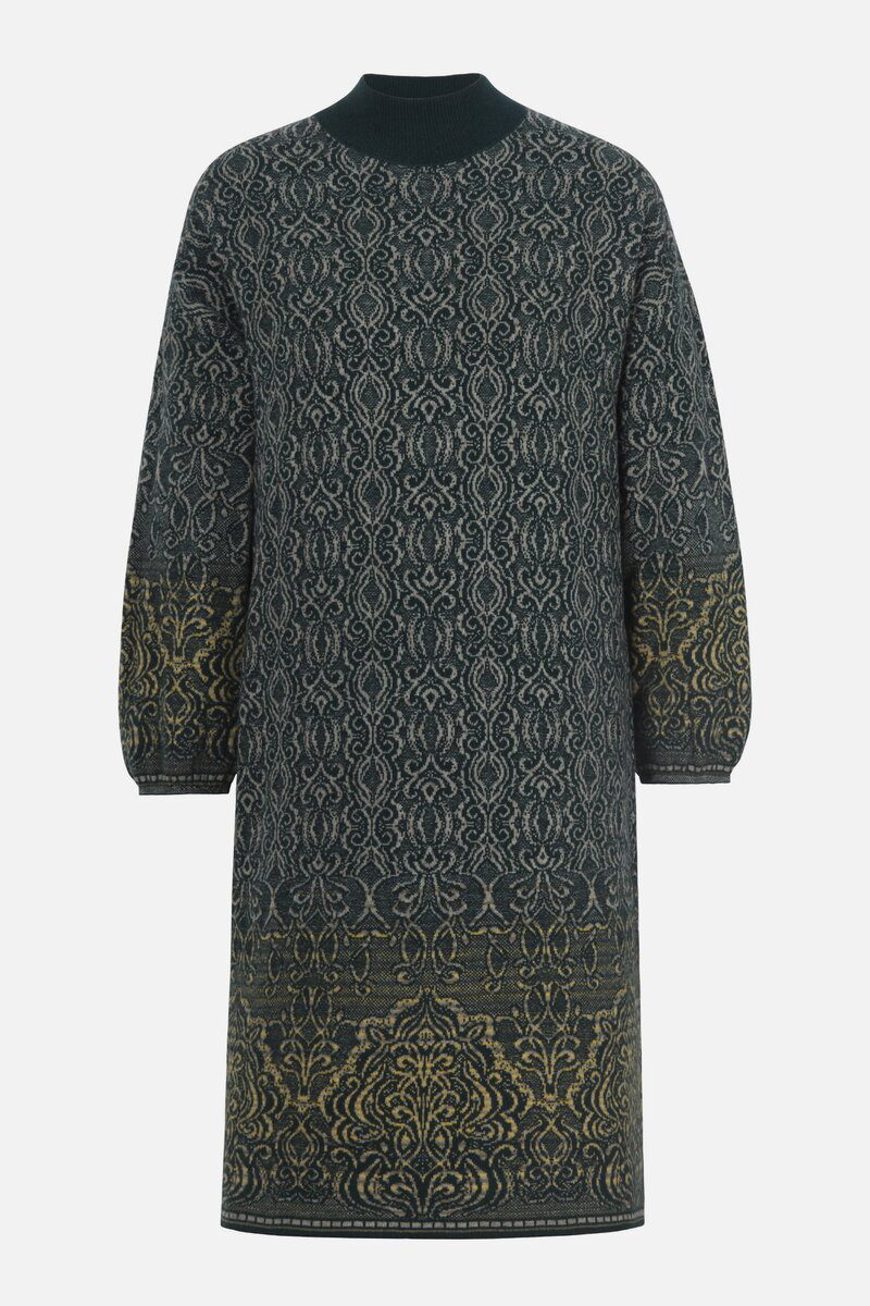 Jacquard Rollneck Dress, Ornament Pattern