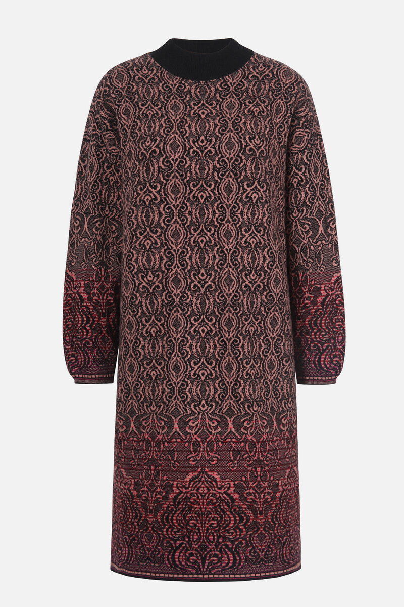 Jacquard Rollneck Dress, Ornament Pattern