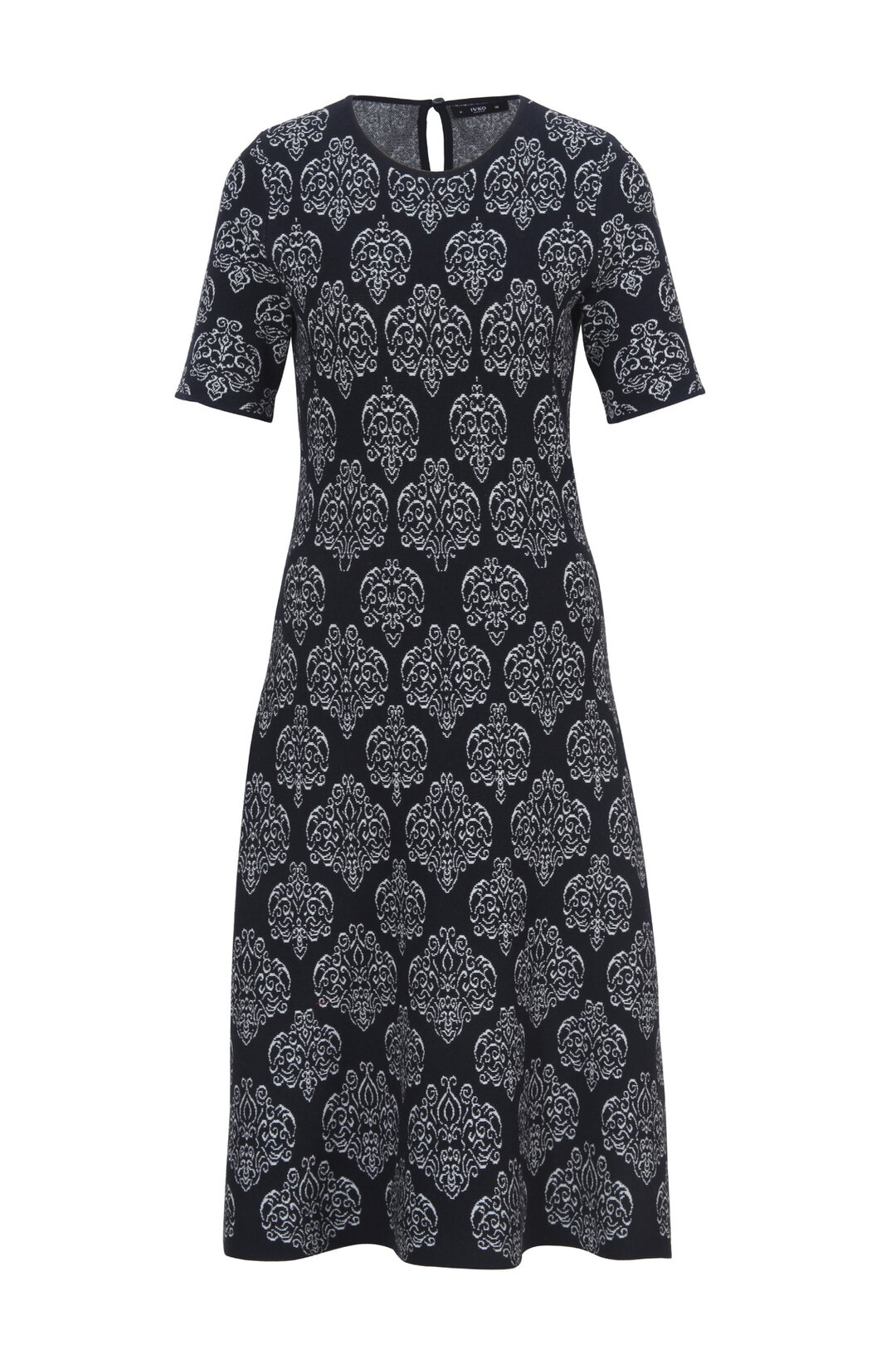 Midikleid mit Kurzen Ärmeln, Ornament Muster