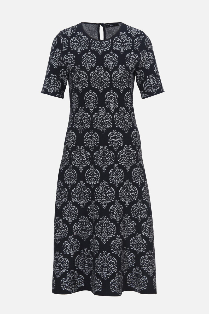 Midikleid mit Kurzen Ärmeln, Ornament Muster