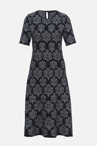 Midikleid mit Kurzen Ärmeln, Ornament Muster