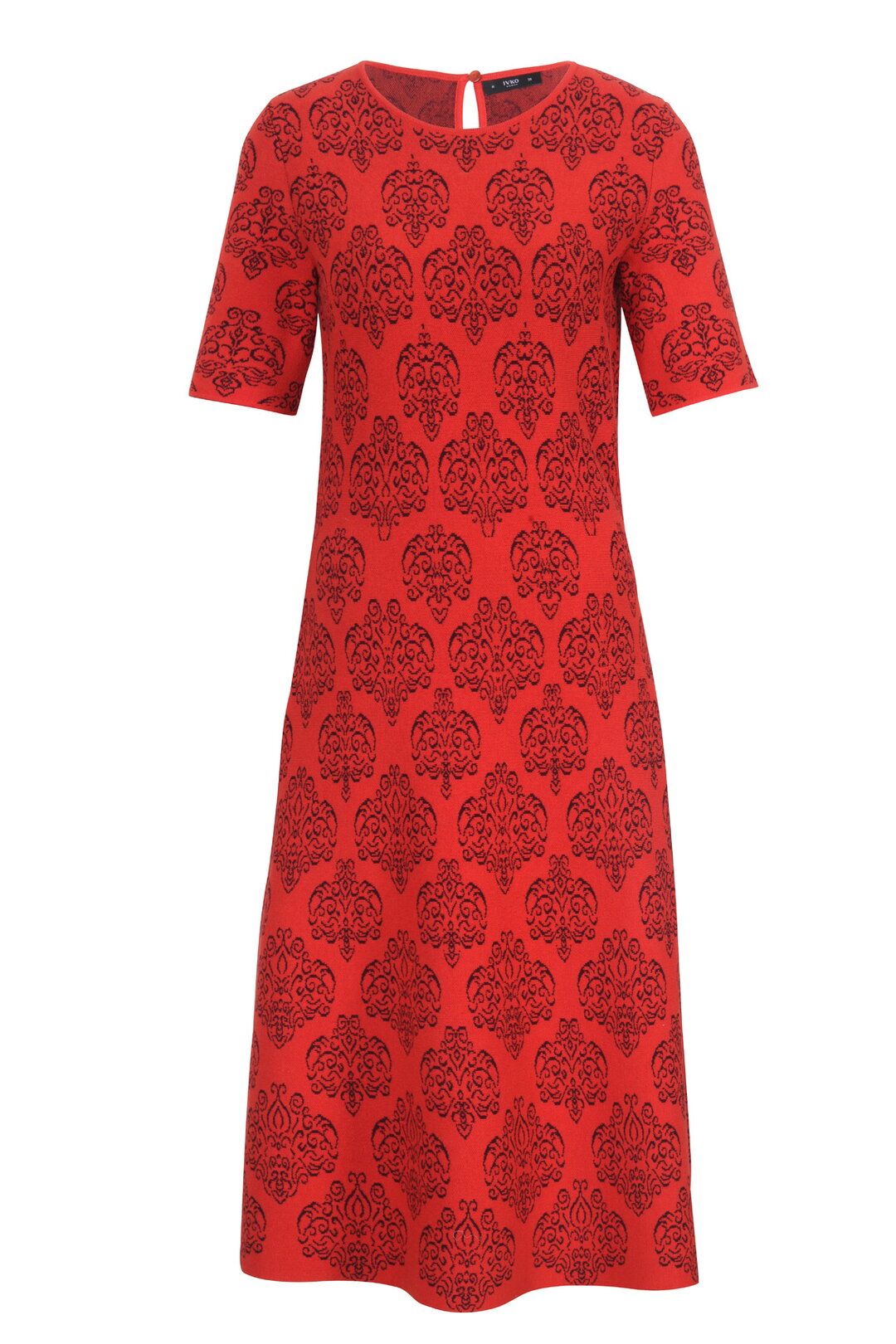 Midikleid mit Kurzen Ärmeln, Ornament Muster
