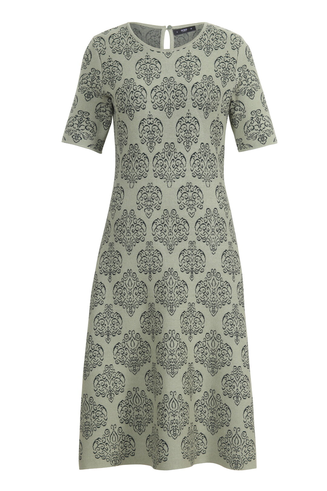 Midikleid mit Kurzen Ärmeln, Ornament Muster