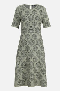 Midikleid mit Kurzen Ärmeln, Ornament Muster