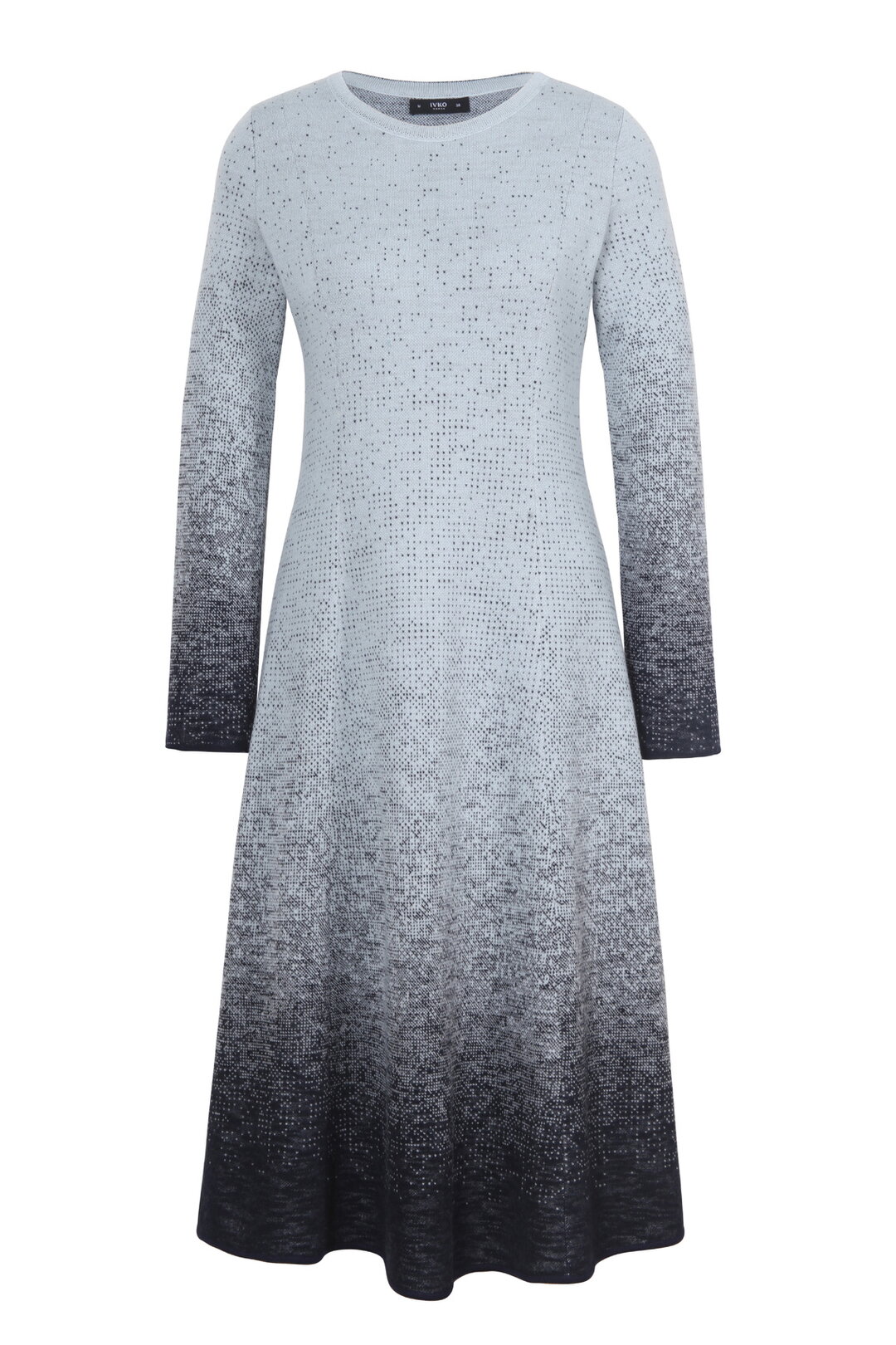Langes Kleid mit U-Boot-Ausschnitt, Murmurationsmuster