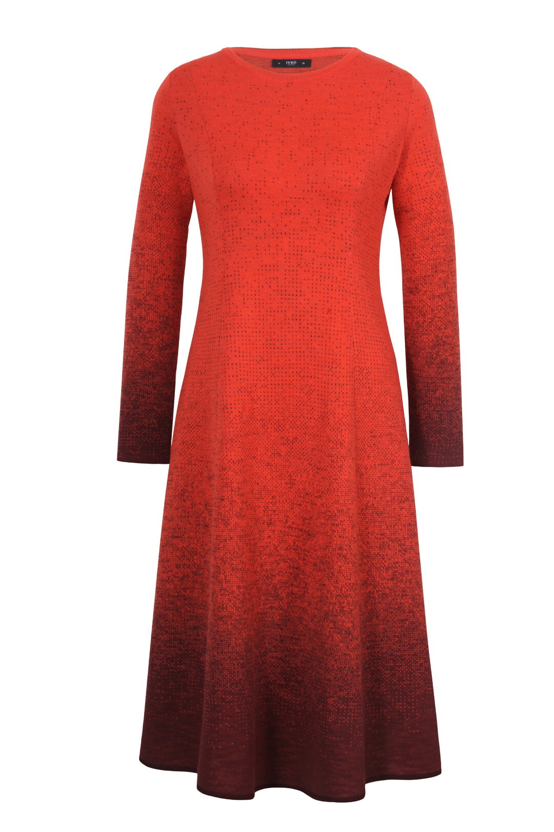 Langes Kleid mit U-Boot-Ausschnitt, Murmurationsmuster