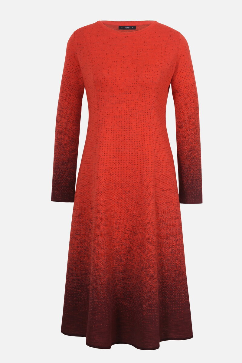 Langes Kleid mit U-Boot-Ausschnitt, Murmurationsmuster