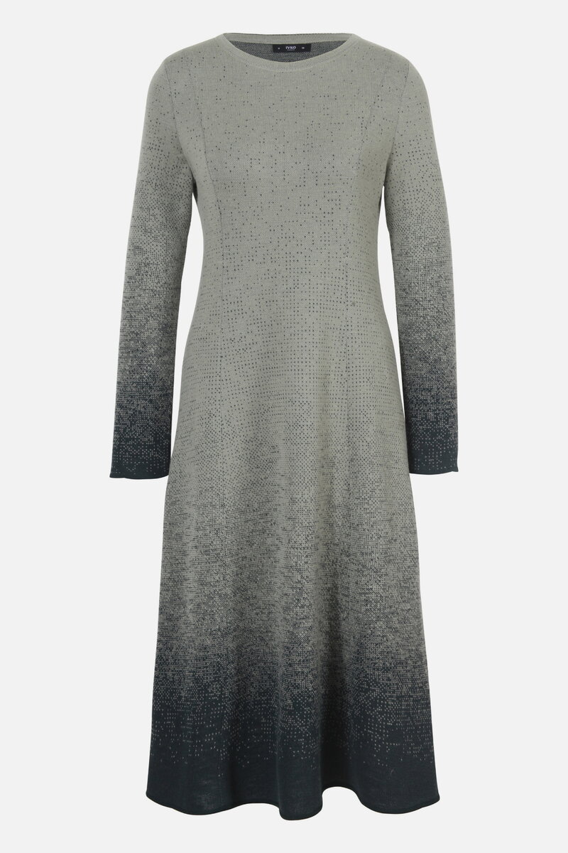 Langes Kleid mit U-Boot-Ausschnitt, Murmurationsmuster