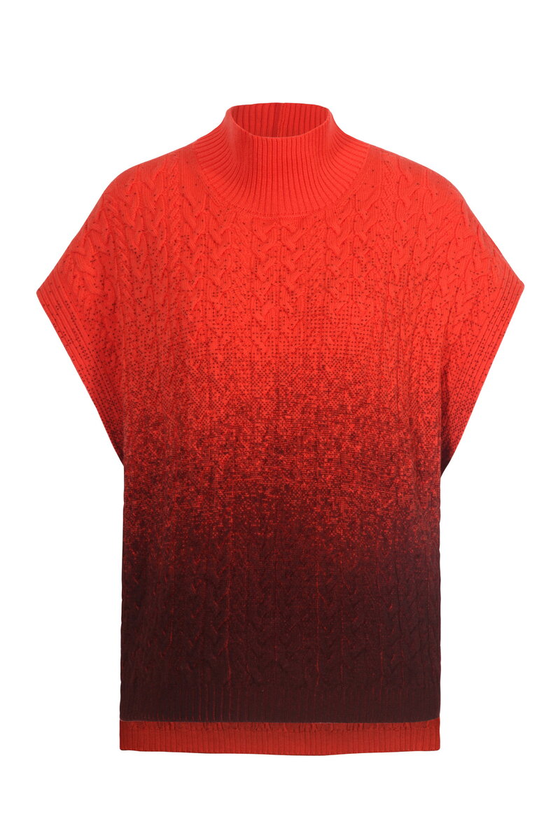 Bedruckter ärmelloser Pullover mit Rollkragen, Murmurationsmuster