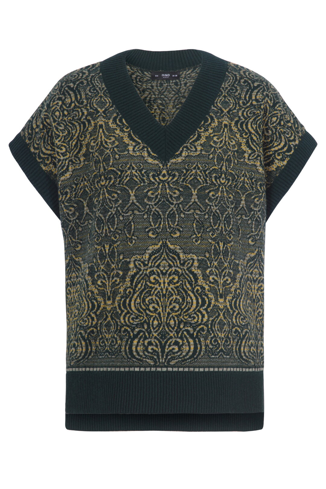 Ärmelloser Pullover mit V-Ausschnitt, Ornament Muster