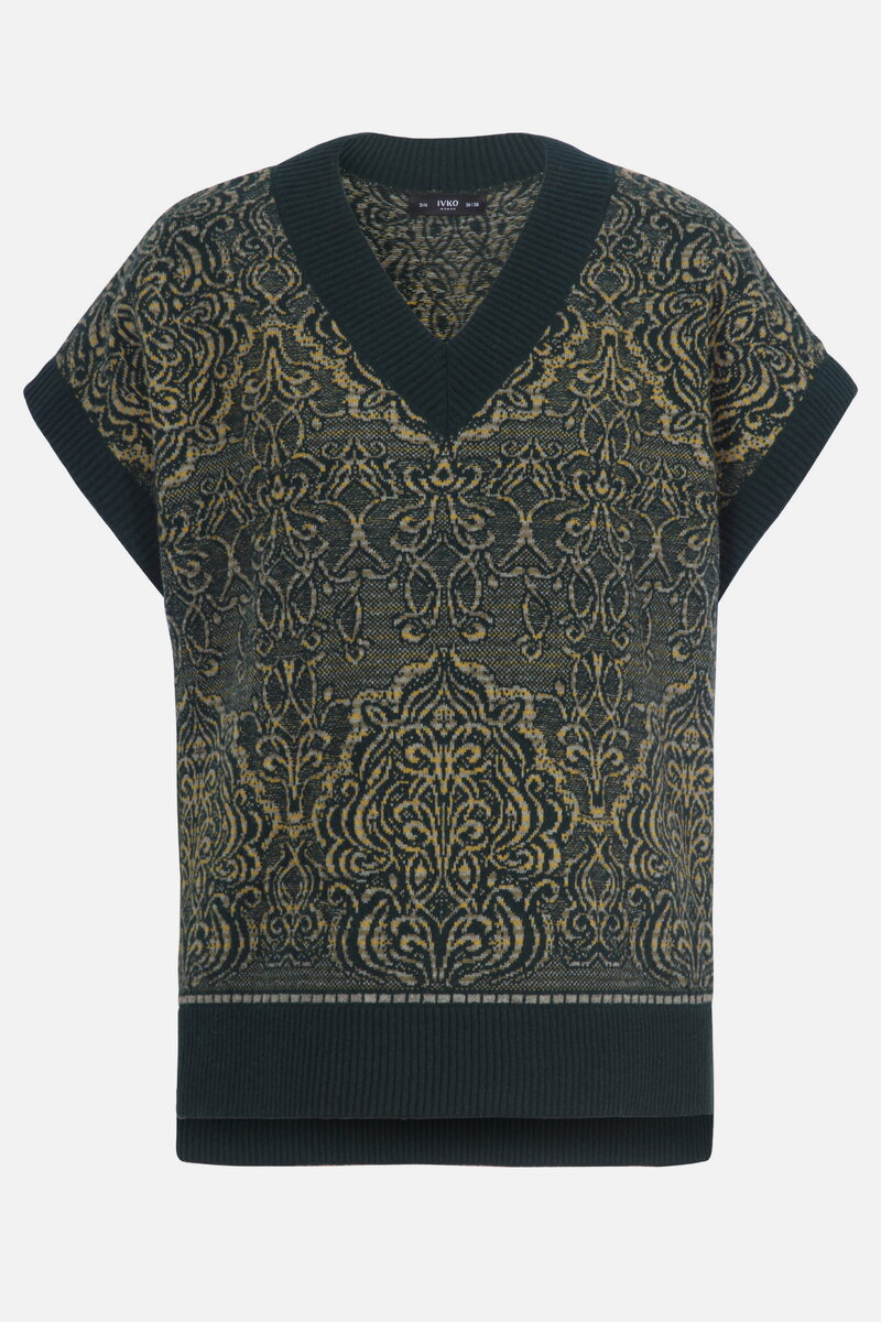 V-Neck Sleeveless Pullover, Ornament Pattern