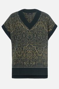 Ärmelloser Pullover mit V-Ausschnitt, Ornament Muster