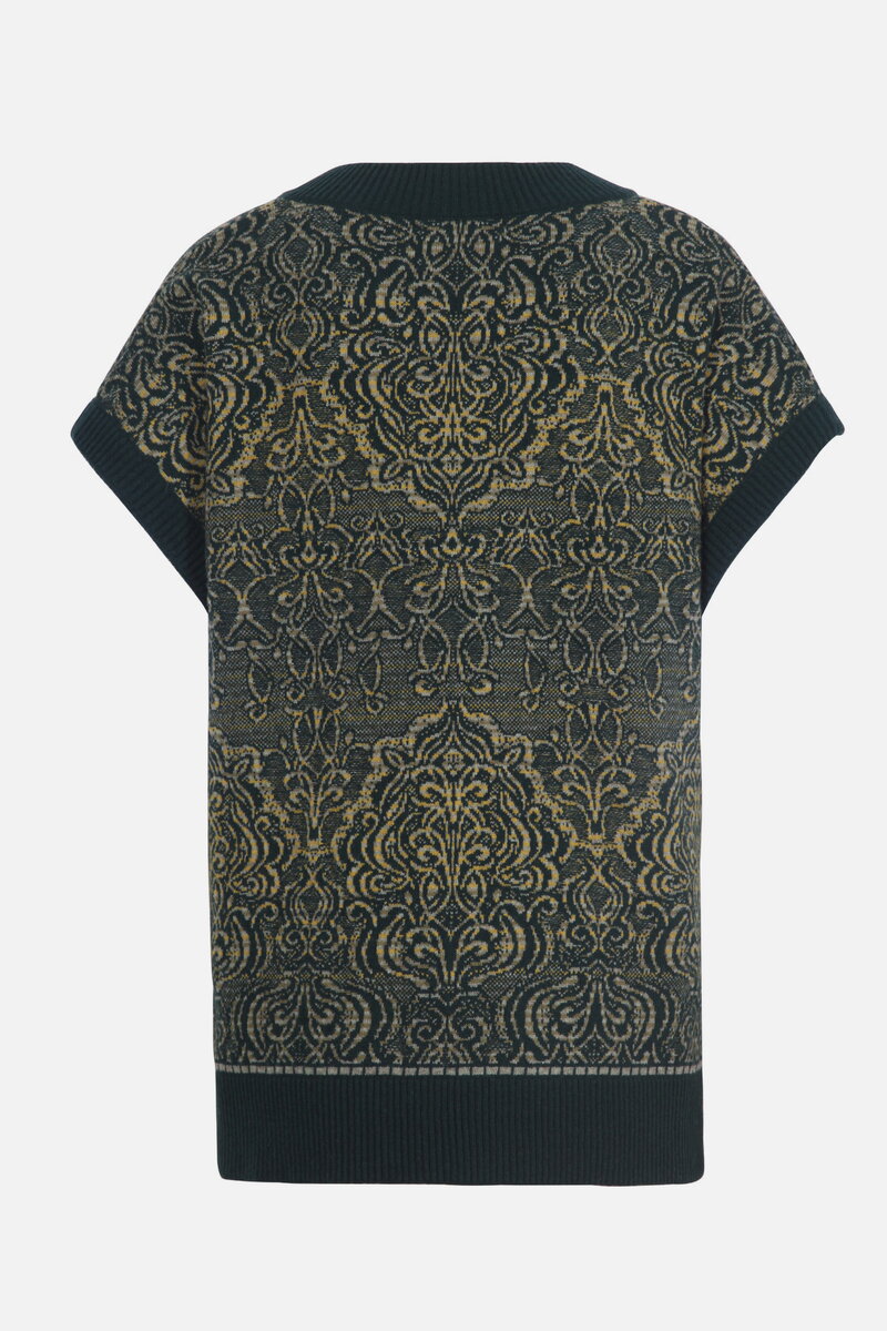 V-Neck Sleeveless Pullover, Ornament Pattern