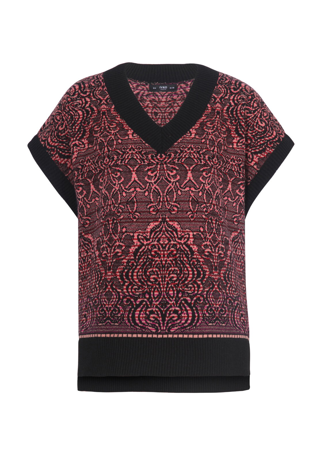 Ärmelloser Pullover mit V-Ausschnitt, Ornament Muster