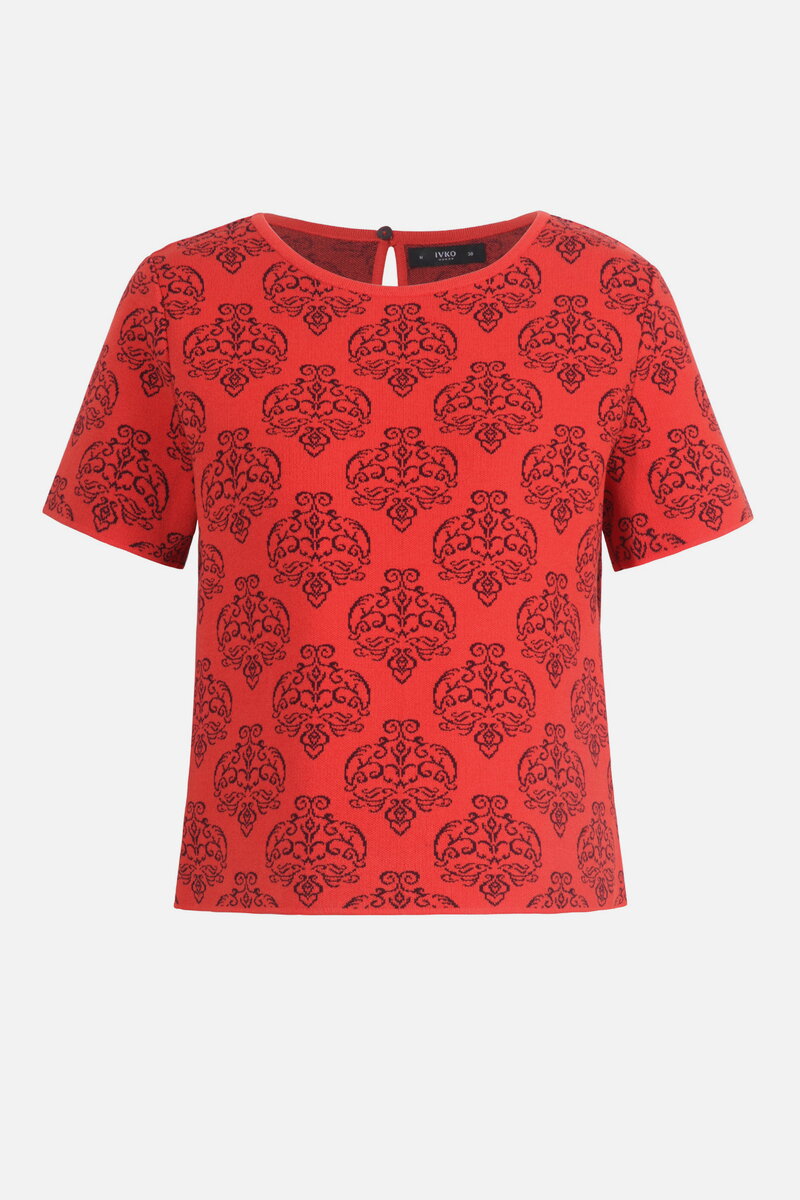 O-Neck Pullover with Short Sleeves, Ornament Pattern